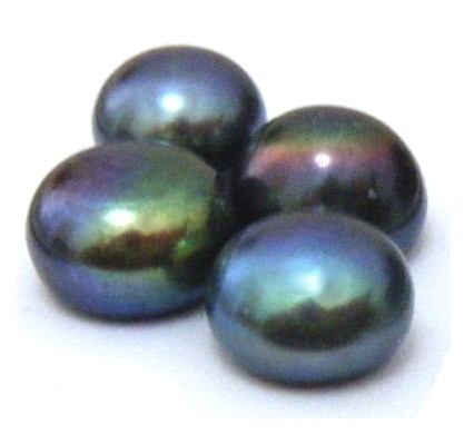 Black 8.5-9mm Half Drilled Button Single Pearls